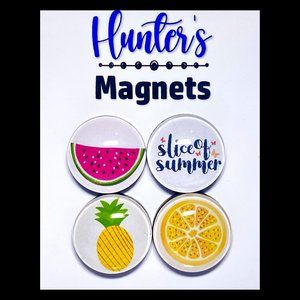 Set of 4 Magnets - Slice of Summer Glass Refrigerator Kitchen Whiteboard